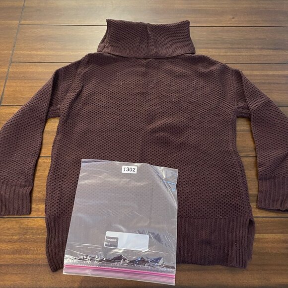 NWOT Sanctuary Cowl Neck Waffle Knit Sweater in Brown Size XSmall - Picture 9 of 10